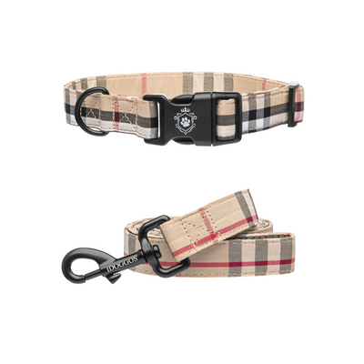 Burberry with Metal Horse Accessory Dog Collar and Leash