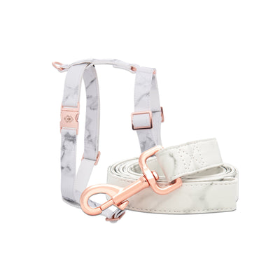 Marble Rose Gold Leash & Harness Set