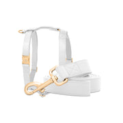 White Pearl Gold Leash & Harness Set